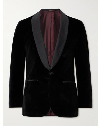 Rubinacci Slim-fit Shawl-collar Cotton-velvet Tuxedo Jacket - Black