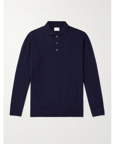 Kingsman Wade Merino Wool And Cashmere-blend Polo Shirt - Blue