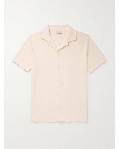 Altea Harvey Camp-collar Cotton-terry Shirt - Natural