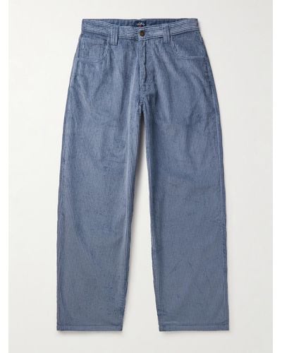 Noah Straight-leg Cotton-corduroy Trousers - Blue