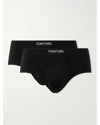 Tom Ford Two-pack Stretch-cotton And Modal-blend Briefs - Black