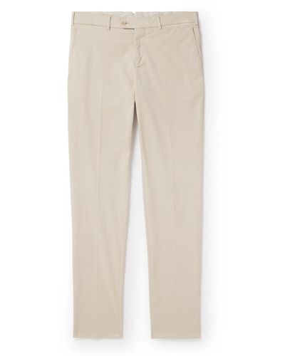 Brunello Cucinelli Slim-fit Cotton-blend Twill Pants - Natural