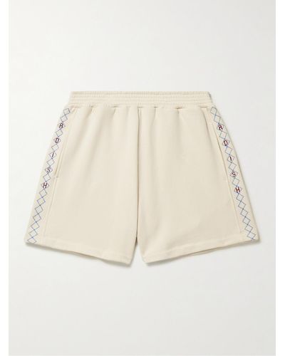 Adish Wide-leg Logo-embroidered Cotton-jersey Drawstring Shorts - Natural