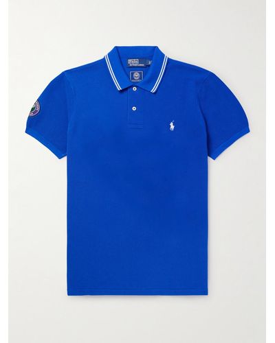 Polo Ralph Lauren Wimbledon Polohemd aus Baumwoll-Piqué mit Logostickerei - Blau