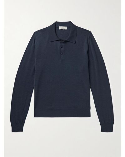 Canali Slim-fit Merino Wool Polo Shirt - Blue