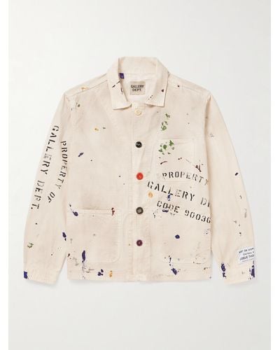 GALLERY DEPT. Ep Paint-splattered Logo-print Cotton-ripstop Jacket - Natural