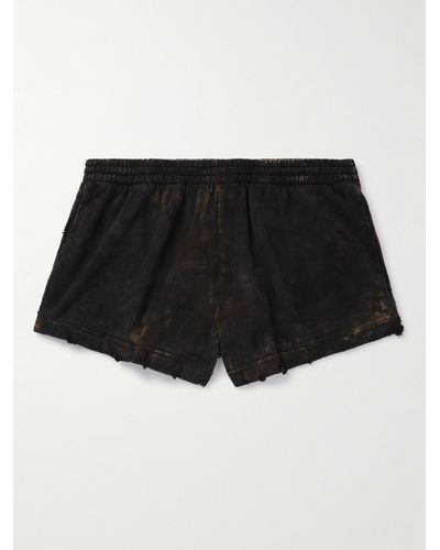 Balenciaga Straight-leg Distressed Bleached Cotton-jersey Shorts - Black