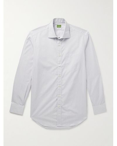 Sid Mashburn Gestreiftes Hemd aus Baumwollpopeline mit Cutaway-Kragen - Weiß