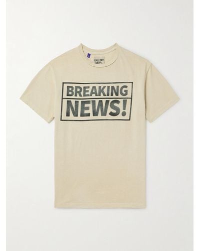 GALLERY DEPT. Breaking News Distressed Printed Cotton-jersey T-shirt - Natural