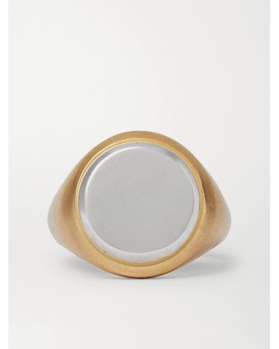 M. Cohen 18-Karat Gold and Sterling Silver Signet Ring - Metallizzato