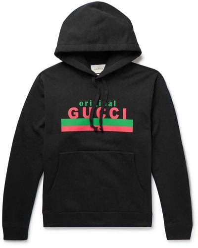 Gucci Logo-print Cotton-jersey Hoodie - Black