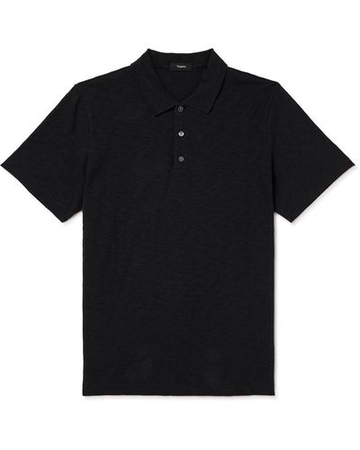 Theory Bron Cotton-jersey Polo Shirt - Black