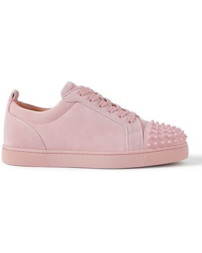 Christian Louboutin Louis Junior Spikes Suede Sneakers - Pink