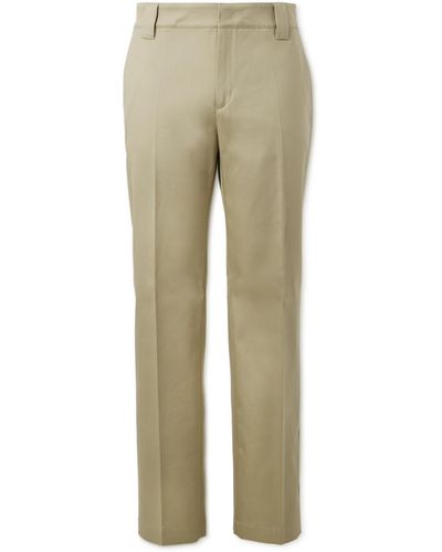 Valentino Garavani Straight-leg Cotton-gabardine Pants - Natural