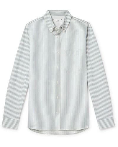 MR P. Button-down Collar Striped Organic Cotton Oxford Shirt - White