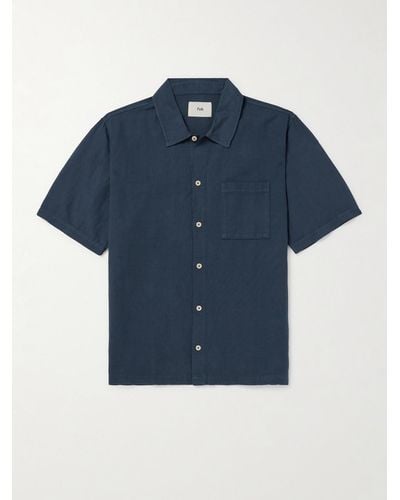 Folk Gabe Linen And Cotton-blend Shirt - Blue