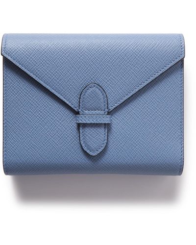 Smythson Panama Cross-grain Leather Playing Card Case - Blue