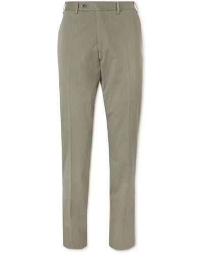 Canali Kei Slim-fit Tapered Stretch-cotton Twill Suit Pants - Green