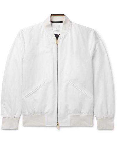 Paul Smith Cotton And Ramie-blend Bomber Jacket - White