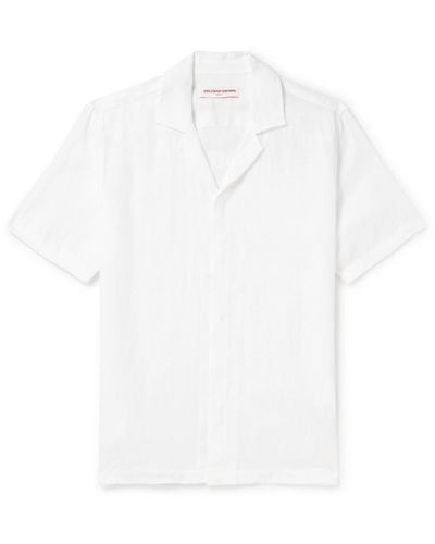 Orlebar Brown Maitan Embroidered Camp-collar Linen Shirt - White