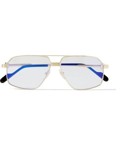Cartier Aviator-style Gold-tone Titanium Optical Glasses - Blue