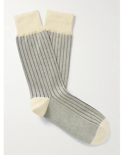 Paul Smith Two-tone Ribbed Cotton-blend Socks - Grey
