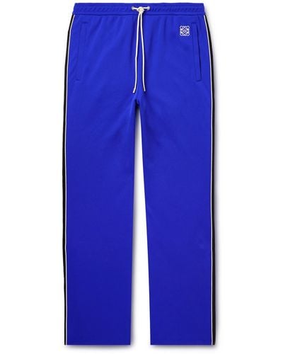 Loewe Logo-embroidered Striped Tech-jersey Track Pants - Blue