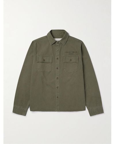 One Of These Days Overshirt in twill di cotone con logo Country Men - Verde