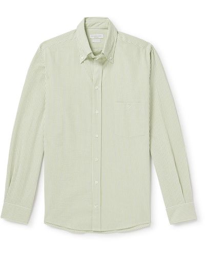 Richard James Button-down Collar Striped Cotton Shirt - White