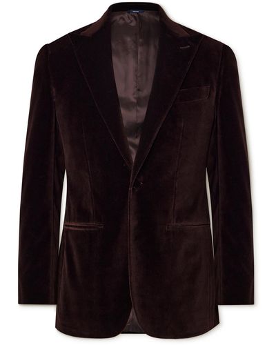 Thom Sweeney Cotton And Modal-blend Velvet Tuxedo Jacket - Black