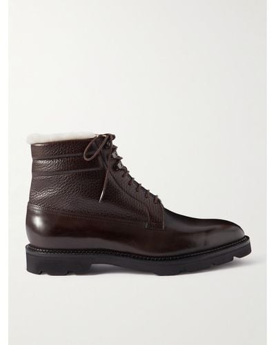 John Lobb Alder Shearling-lined Leather Boots - Brown