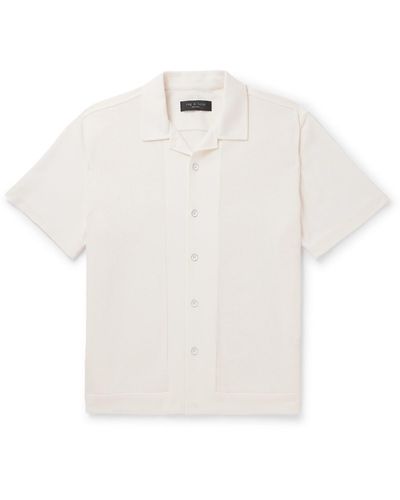 Rag & Bone Avery Camp-collar Honeycomb-knit Cotton Shirt - White