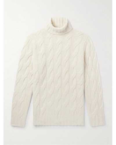 Thom Sweeney Cable-knit Cashmere Rollneck Jumper - White