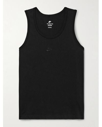 Nike Premium Essentials Logo-embroidered Cotton-jersey Tank Top - Black