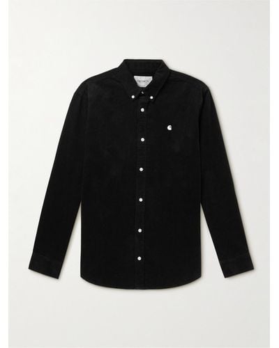 Carhartt Madison Button-down Collar Logo-embroidered Cotton-corduroy Shirt - Black