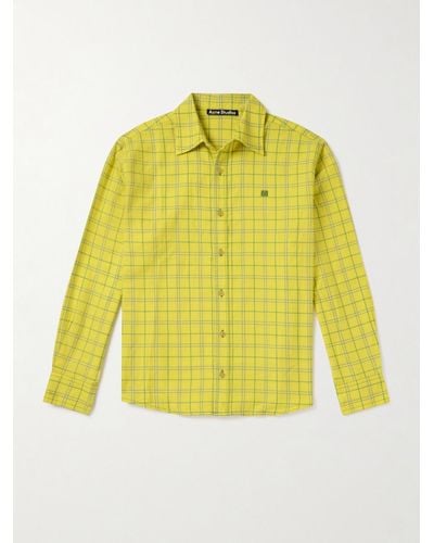 Acne Studios Sarlie Logo-appliquéd Checked Cotton-flannel Shirt - Yellow