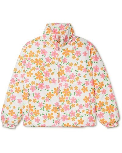 ERL Floral-print Shell Down Jacket - White