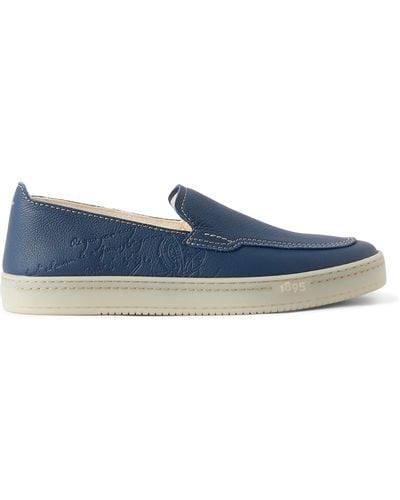 Berluti Eden Scritto Full-grain Leather Loafers - Blue