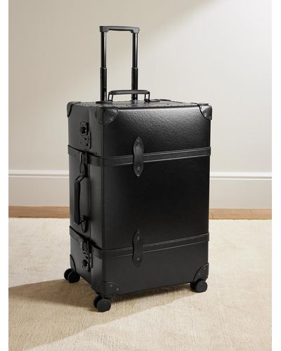 Globe-Trotter Centenary XL Koffer aus Vulkanfiber mit Lederbesatz - Schwarz