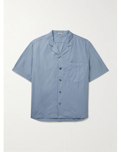 Barena Bagolo Camp-collar Crinkled Cotton-poplin Shirt - Blue