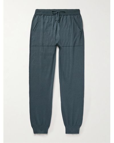 John Smedley Tapered Cotton Joggers - Blue