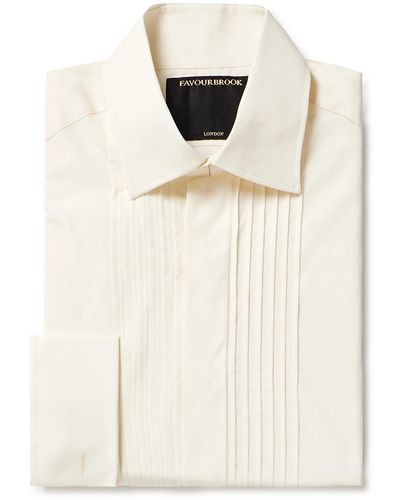 Favourbrook Cutaway-collar Bib-front Double-cuff Cotton-poplin Shirt - White