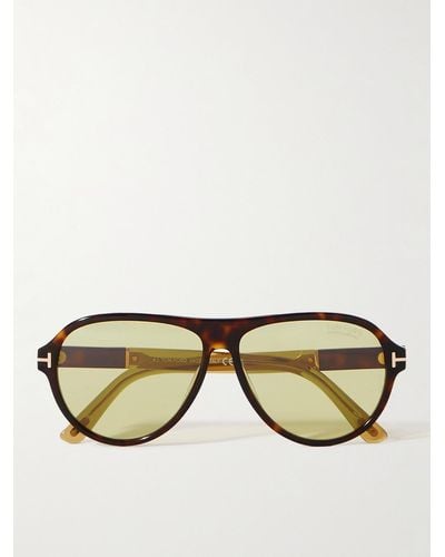Tom Ford Quincy Aviator-style Tortoiseshell Acetate And Gold-tone Sunglasses - Natural