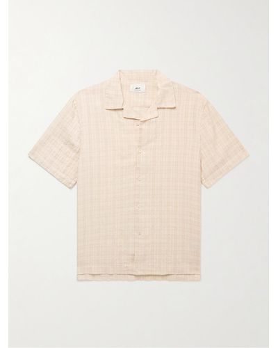 MR P. Kariertes Hemd aus Seersucker aus einer Baumwollmischung mit Reverskragen - Natur