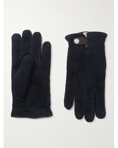 Brunello Cucinelli Handschuhe aus Veloursleder mit Lederbesatz - Schwarz