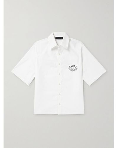 Amiri Hemd aus Baumwollpopeline mit Logoprint - Weiß