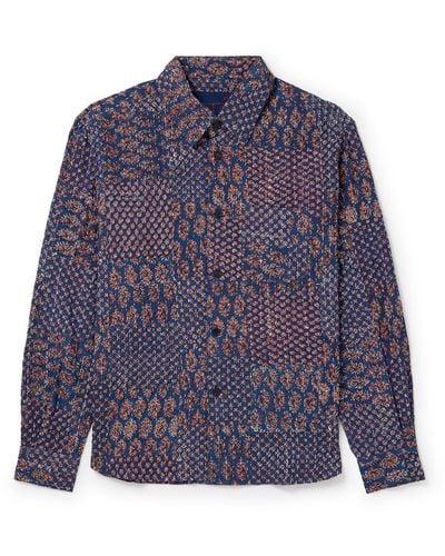 Kardo Luis Printed Embroidered Cotton Shirt - Blue