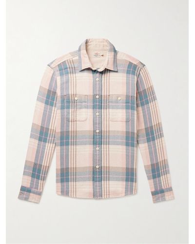 Faherty The Surf Checked Organic Cotton-flannel Shirt - White
