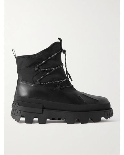 Moncler Mallard Nylon And Leather Boots - Black