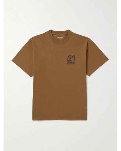Carhartt T-shirt in jersey di cotone con logo ricamato Groundworks - Marrone